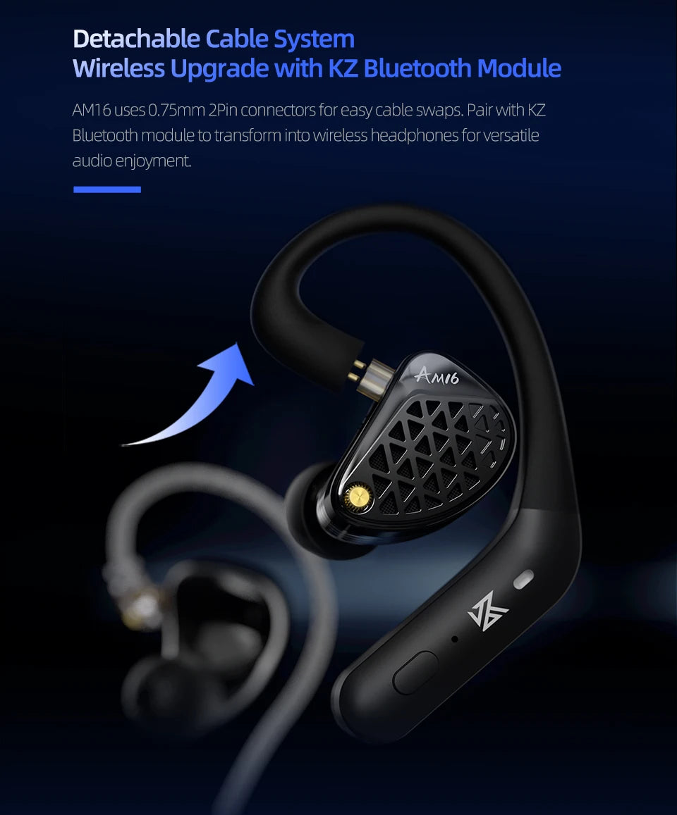 KZ AM16 wired in-ear headphones 16ba balanced armature high fidelity monitor bass noise cancelling headphones sport headphones