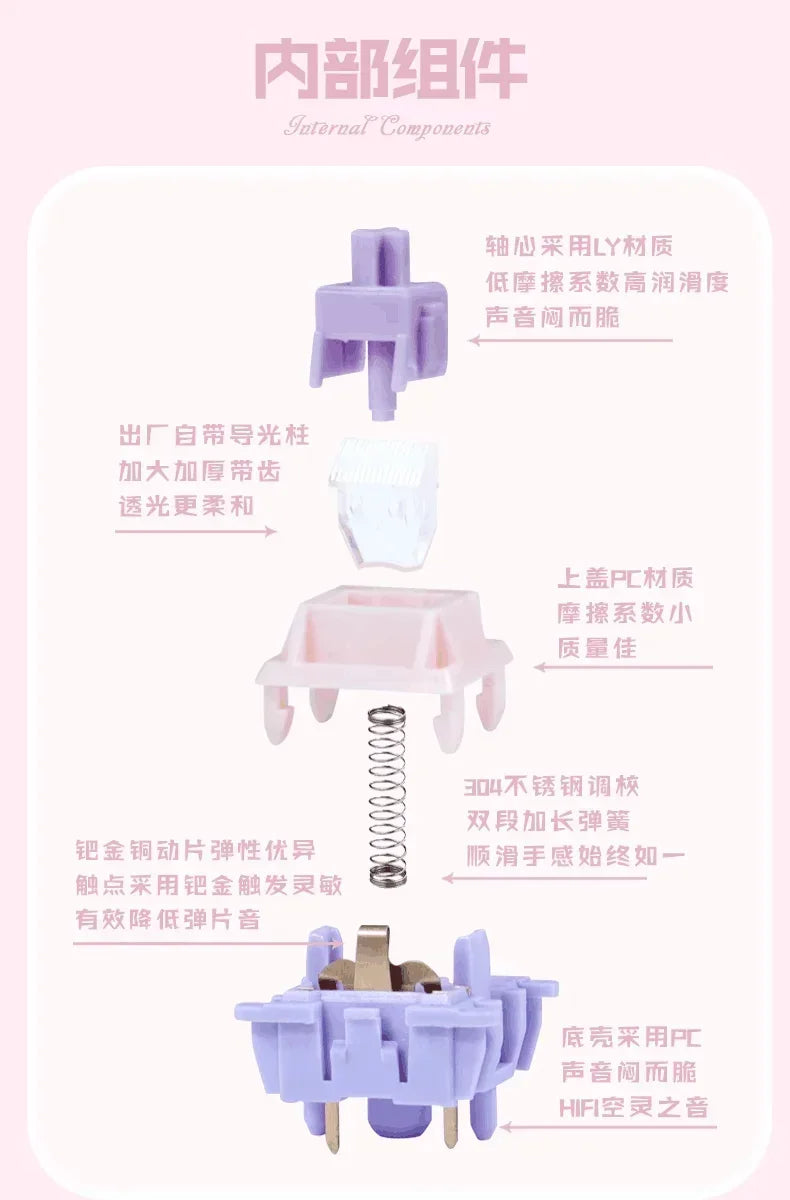 MMD Princess Switch V3 V4 Linear Tactile HIFI Sound Hot Swap Kits Switches Mechanical Keyboard Gaming Switches DIY Lubricated