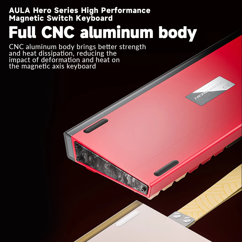 AULA HERO68 HE Ultra/pro Magnetic Switch Gaming Keyboard Full CNC Aluminum Case Rapid Trigger 8kHz Rate of Return RGB