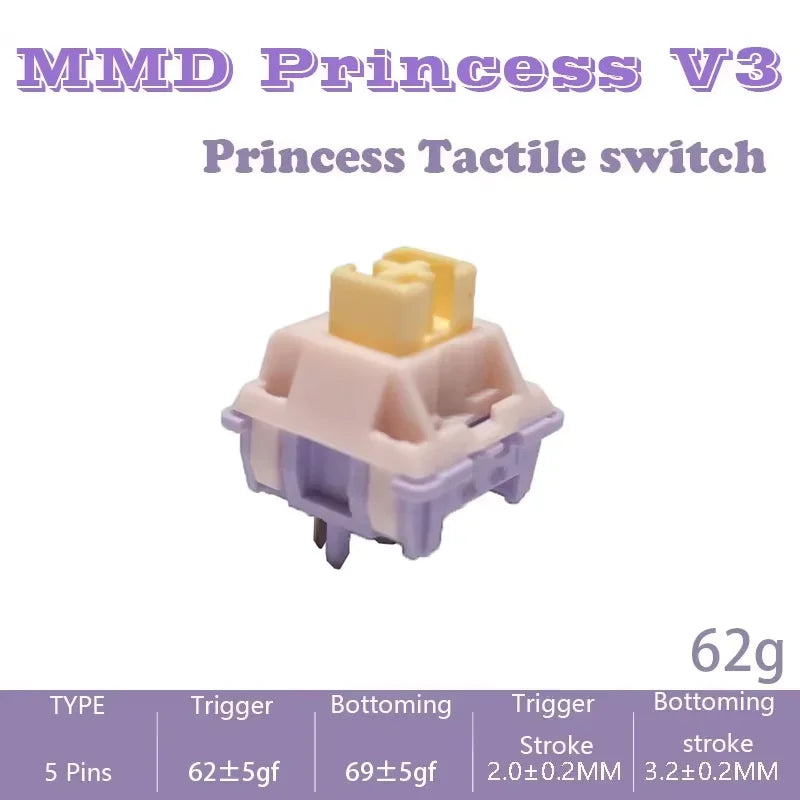MMD Princess Switch V3 V4 Linear Tactile HIFI Sound Hot Swap Kits Switches Mechanical Keyboard Gaming Switches DIY Lubricated