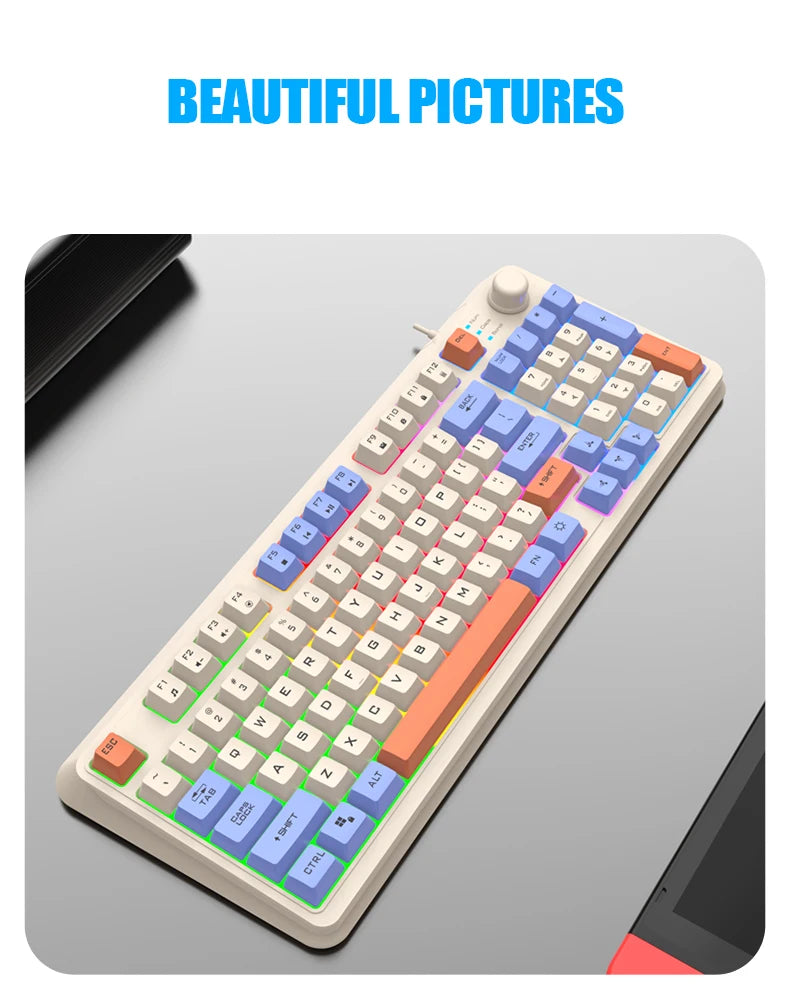 K82 Gaming Gaming Keyboard Glows Wired USB Desktop PC/Notebook Available 19-key punchless knob to adjust volume