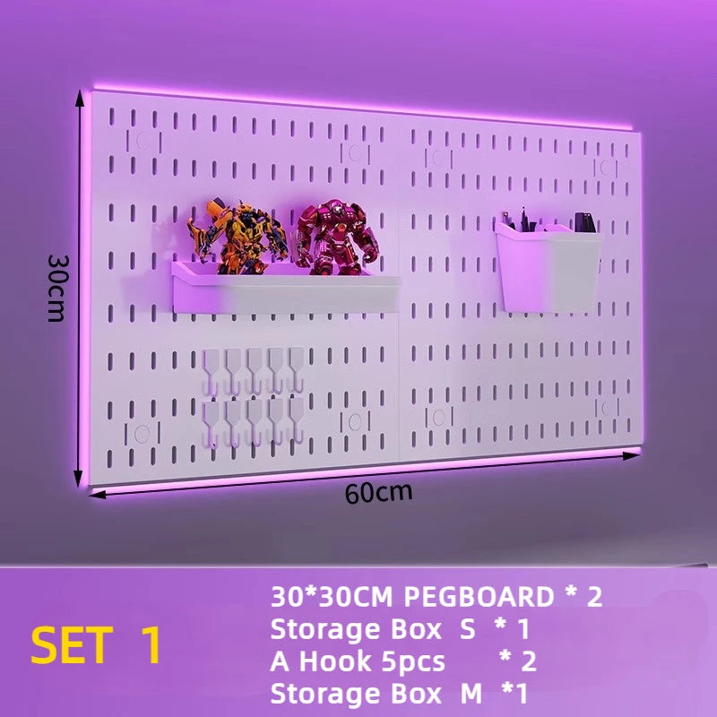 Nordic Style pegboard gamer accessories wall mount shelf peg board gaming  hook Rack Plastic Storage for Kitchen Bathroom Office