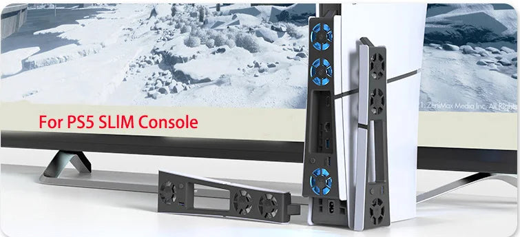 Gaming Cooler Fan Efficient Cooling System with LED Light Noise Reduction for PS5 Slim Cooling Fan Disc and Digital Console