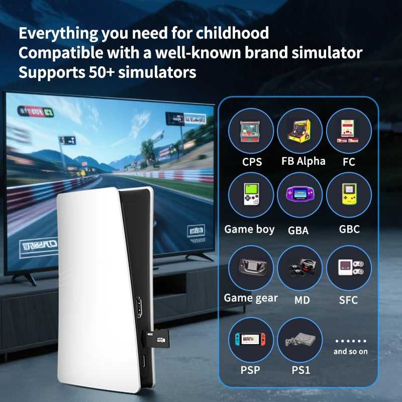 RS5 TV Game Console Dual Stick Wireless Controller Game 40000+128GB Double Joystick 4K Retro Suitable for PC, Android, TV USB