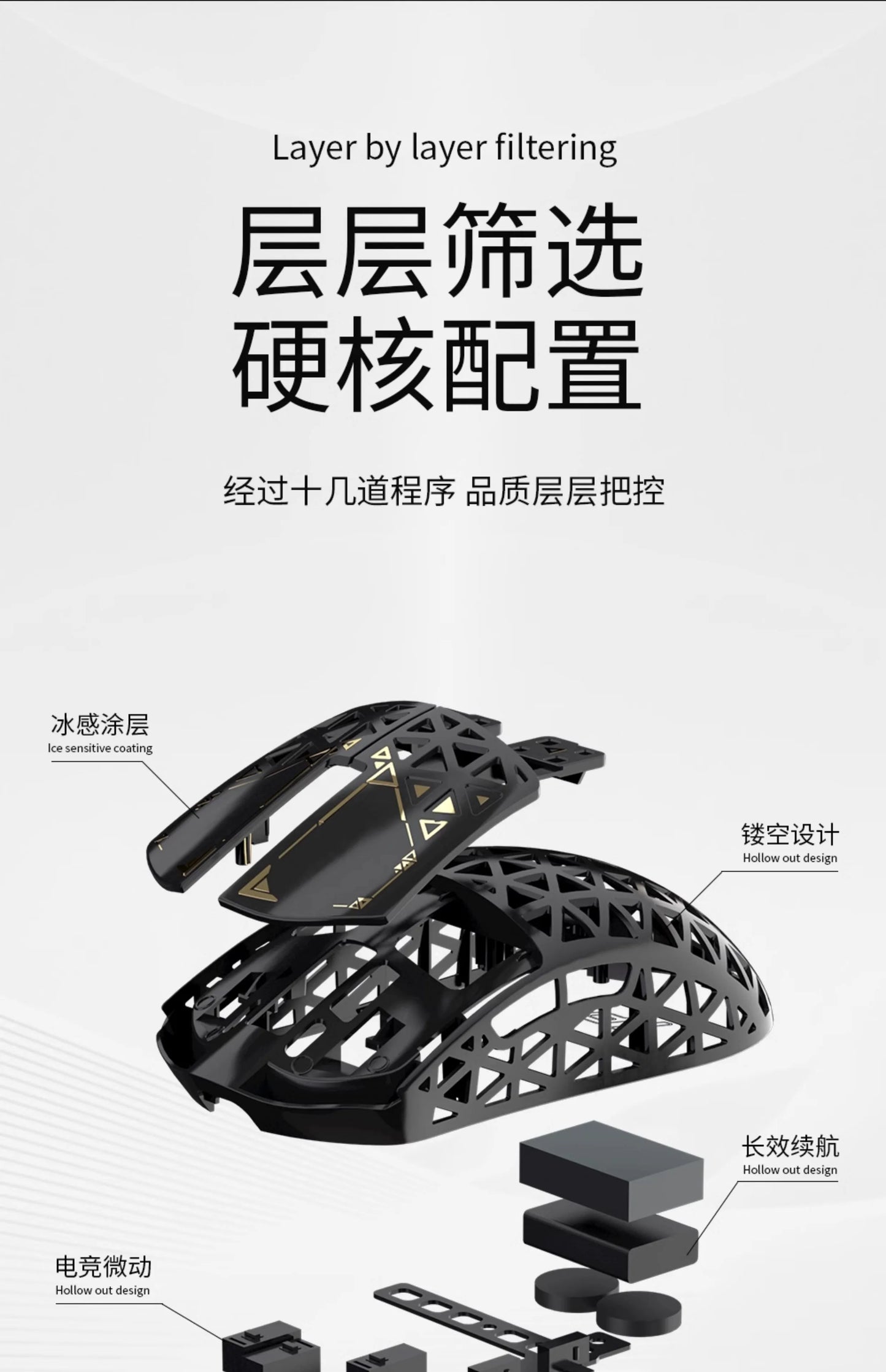 IPI NEW Float Hollow Out 3-Mode Wireless E-sport Gaming Mouse 8000Hz PAW3395 Carbon Fiber Customize Mice PC Gaming Accessories
