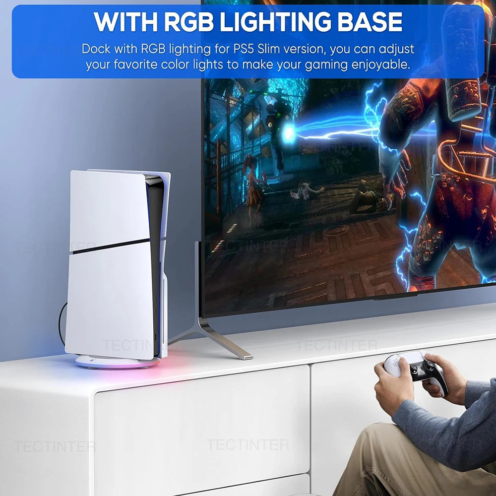 Vertical Cooling Stand with RGB Light For PS5 Slim / PS5 Pro Console Anti-Slip Base Bracket Holder Bracket Gaming Accessories