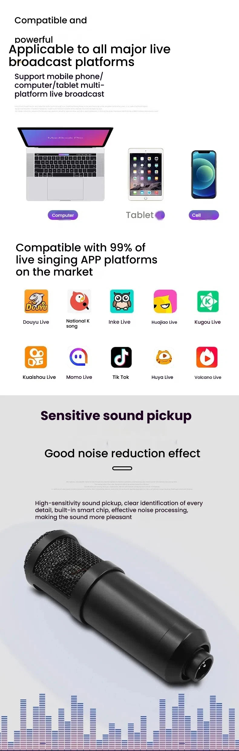 V8S sound card English podcast equipment set BM800 Condenser microphone F998 Karaoke Podcast Recording Live Stream for phones