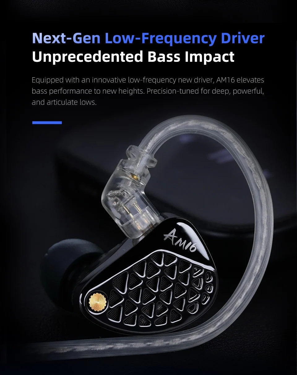 KZ AM16 wired in-ear headphones 16ba balanced armature high fidelity monitor bass noise cancelling headphones sport headphones