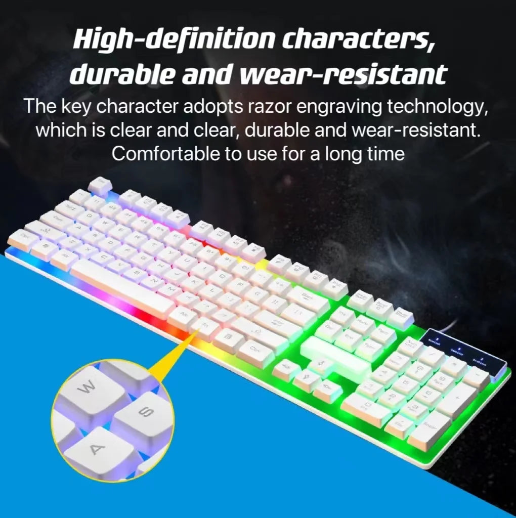 ITLY USB Wired Keyboard Set 104 Keys Backlight Gaming Keyboard Gaming  For Laptop PC Computer