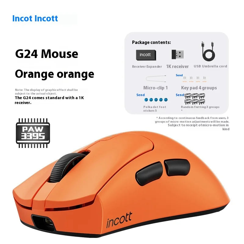 Incott G23 Pro Mouse G23 V2 Wireless Mouse 8K Incott G24 Hot Swap PAW3395 Sensor Gaming Mice Ergonomics Pc Gamer Custom Gift