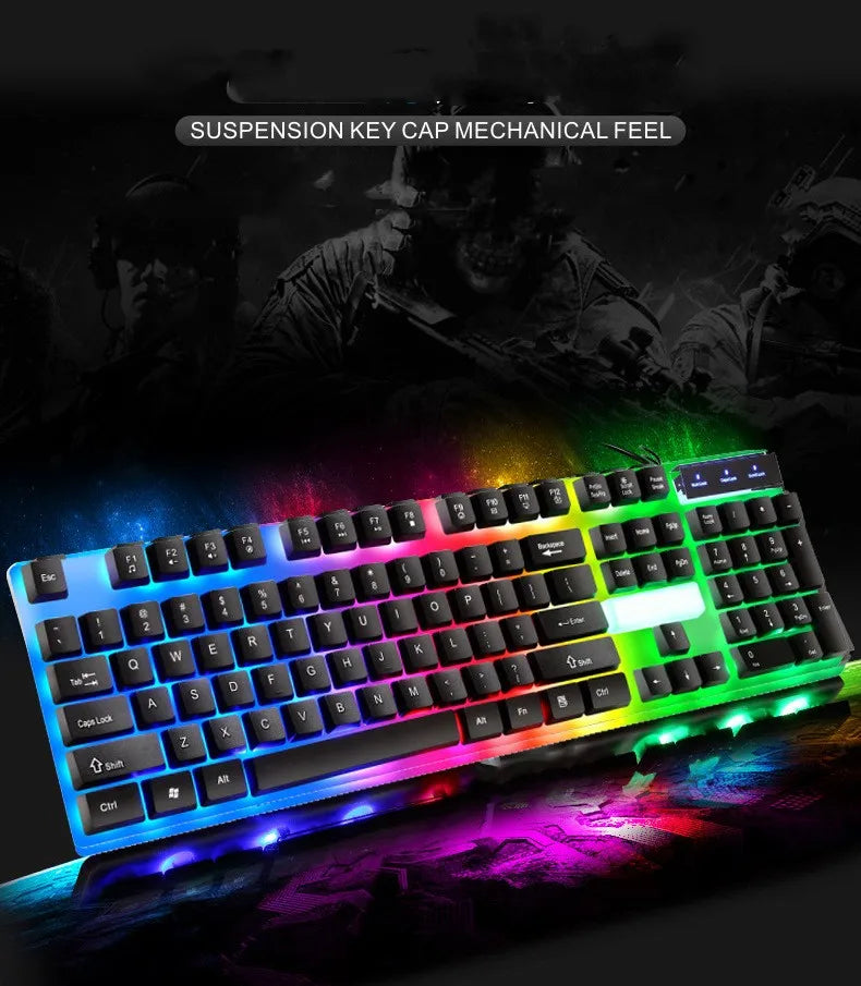 ITLY USB Wired Keyboard Set 104 Keys Backlight Gaming Keyboard Gaming  For Laptop PC Computer