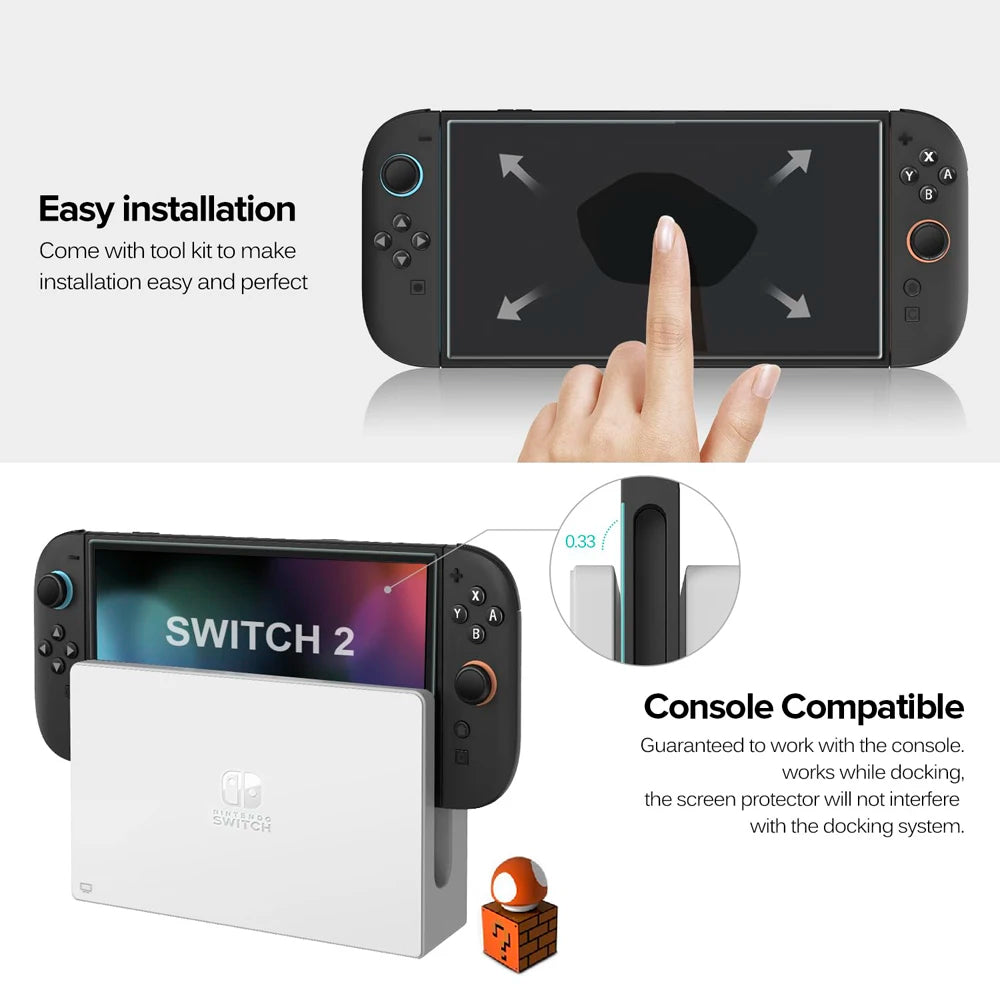 Screen Protector Tempered Glass For Switch Nintendo 2 With Joystick Cap Accessories Protector For Switch Nintendo 2