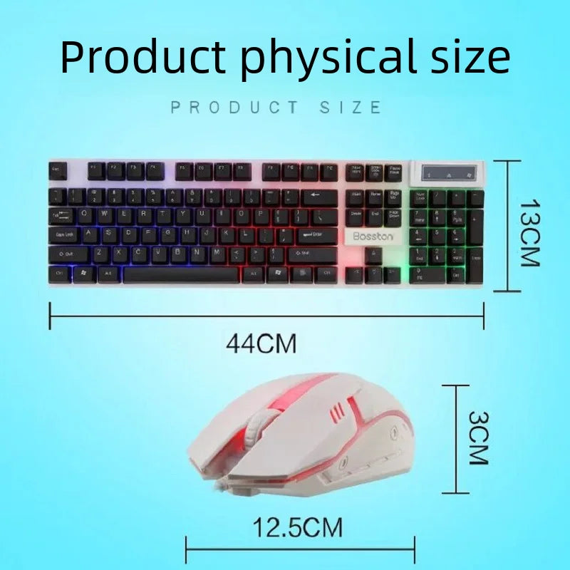Doctor Denton Floating Rainbow Backlight Wired Keyboard Mouse Set Diy Computer Assembly Suitable For Gaming Office