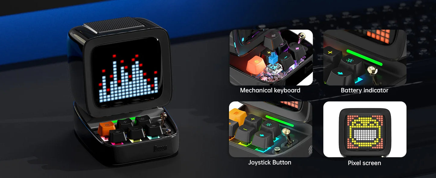 Divoom Ditoo-Pro  Pixel Art Bluetooth Portable black Speaker Alarm Clock DIY LED Display Board Cute Gift Home Light Decoration