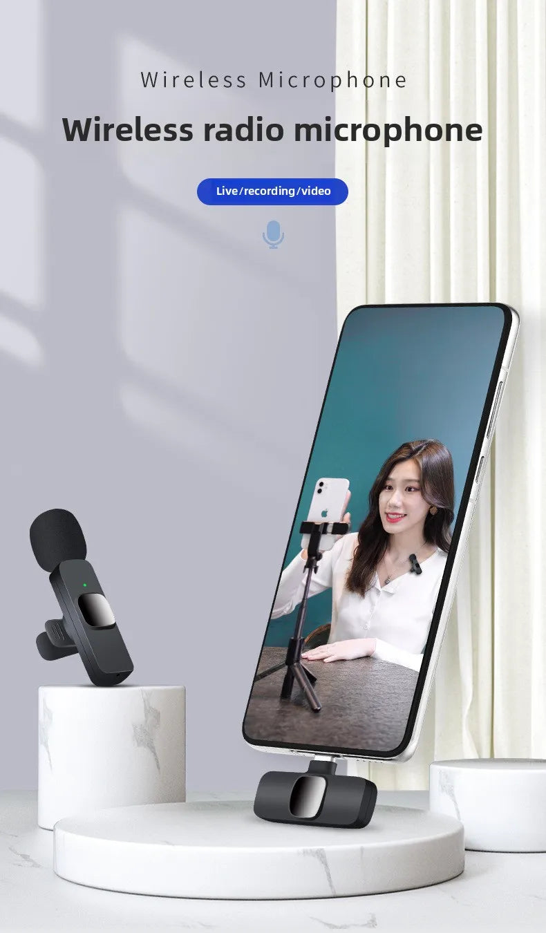 New Wireless Lavalier Microphone Portable Audio Video Recording Mini Microphone for Android PC Camera Live Gaming Phone