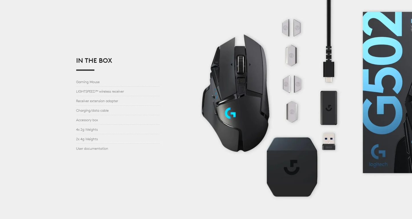 Logitech G502 HERO LIGHTSPEED Wired/Wireless Gaming Mouse Wireless 2.4GHz HERO 25600DPI RGB Suitable For E-Sports Gamers Mouse