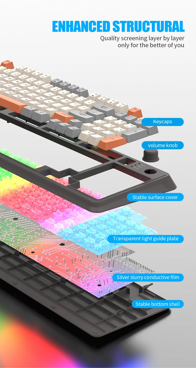 K82 Gaming Gaming Keyboard Glows Wired USB Desktop PC/Notebook Available 19-key punchless knob to adjust volume