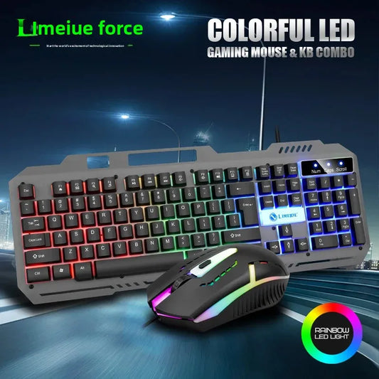 Limei T25 Metal Gaming Keyboard Mouse Set Backlit Floating Mechanical Feel USB Computer Peripherals from Mainland China