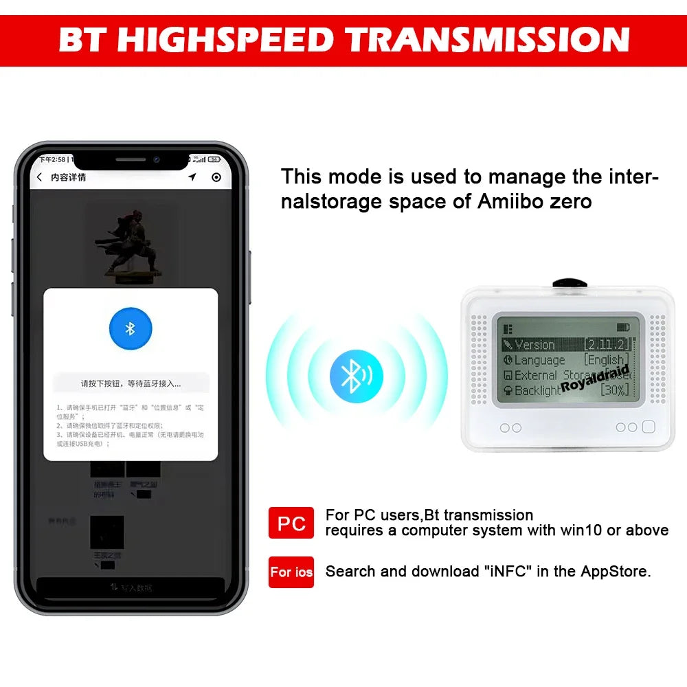 For Allmiibo Chargeable Intelligent Simulator Emulator Bluetooth-Compatible Universal Writer for Switch/Wiiu Gaming Accessories