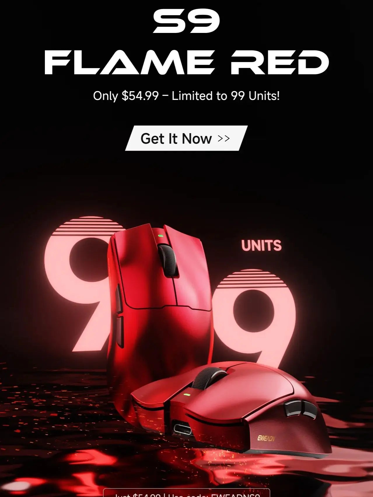 EWEADN S9 series Wireless Gaming Mouse,Tri-Mode,Lightweight Pro Design,High-Precision Sensor, Ergonomic, for Esports, PC/Office