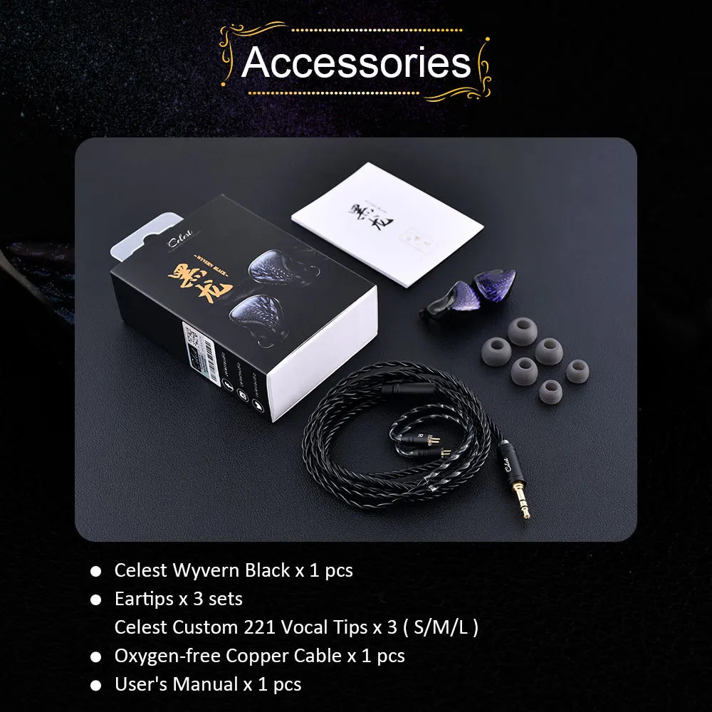 Celest Wyvern Black Type-C In Ear Earphone Monitor With Microphone Hifi Music Headphone IEMs Wired Gaming Earbuds For Gif