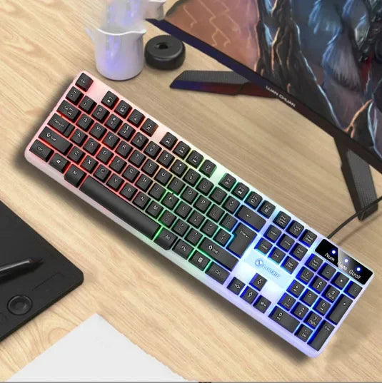 Doctor Denton Floating Rainbow Backlight Wired Keyboard Mouse Set Diy Computer Assembly Suitable For Gaming Office