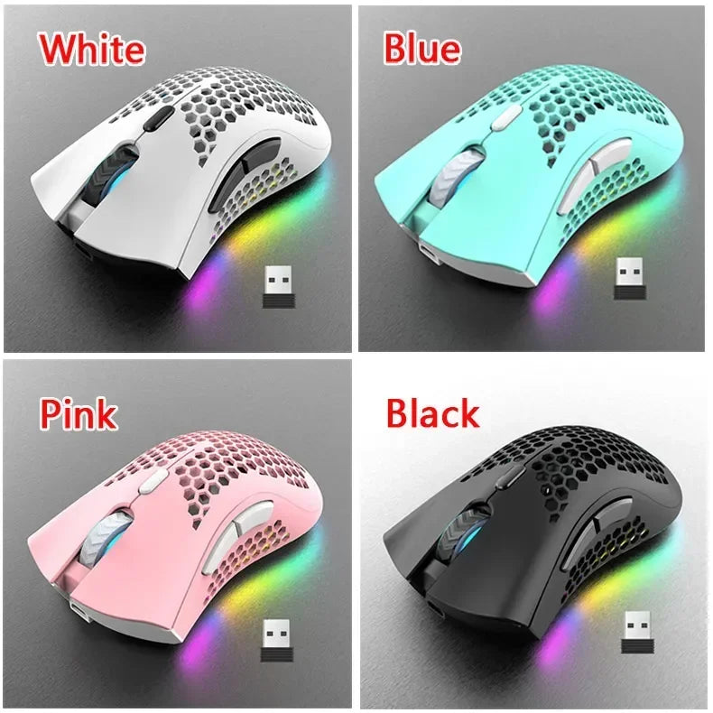 BM600 Wireless Mouse USB 2.4G Wireless RGB Optical Cellular Gaming Mouse Ergonomic Optical Honeycomb Office Wireless Mouse