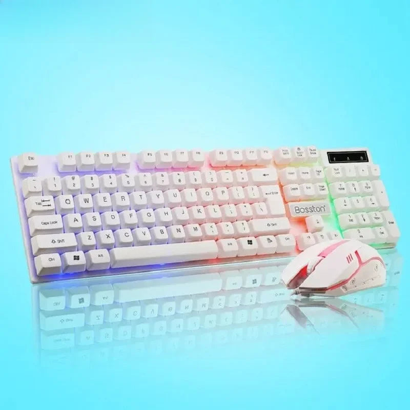 Doctor Denton Floating Rainbow Backlight Wired Keyboard Mouse Set Diy Computer Assembly Suitable For Gaming Office