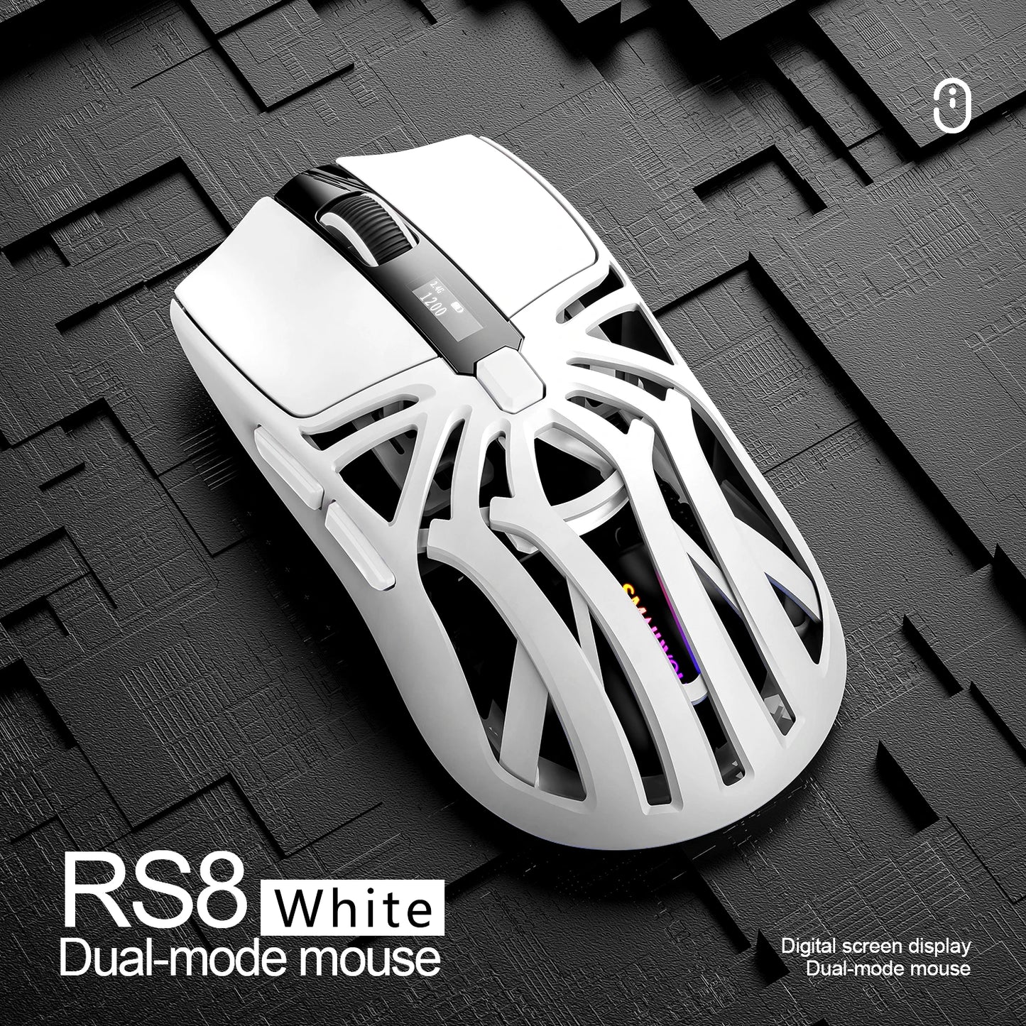 Smailwolf RS8 1000Hz Bluetooth mouse, three-mode connection, lightweight macro gaming mouse notebook computer hollow mouse