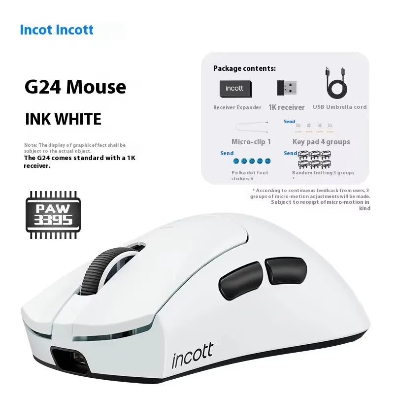 Incott G23 Pro Mouse G23 V2 Wireless Mouse 8K Incott G24 Hot Swap PAW3395 Sensor Gaming Mice Ergonomics Pc Gamer Custom Gift