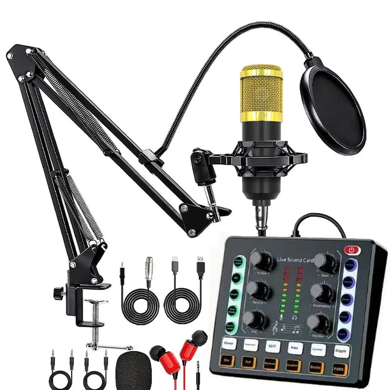 V8S sound card English podcast equipment set BM800 Condenser microphone F998 Karaoke Podcast Recording Live Stream for phones