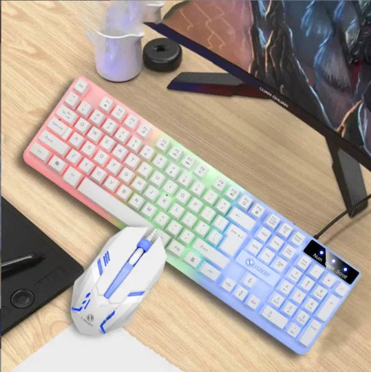 Doctor Denton Floating Rainbow Backlight Wired Keyboard Mouse Set Diy Computer Assembly Suitable For Gaming Office