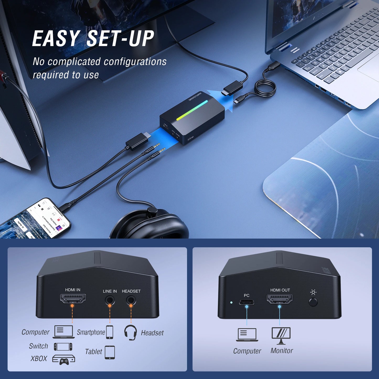 FIFINE 4K HDMI Video Capture Card for Live Streaming & Gaming, Compatible with PS5/PS4/Xbox/Switch/PC/Mac, Low Latency - V3