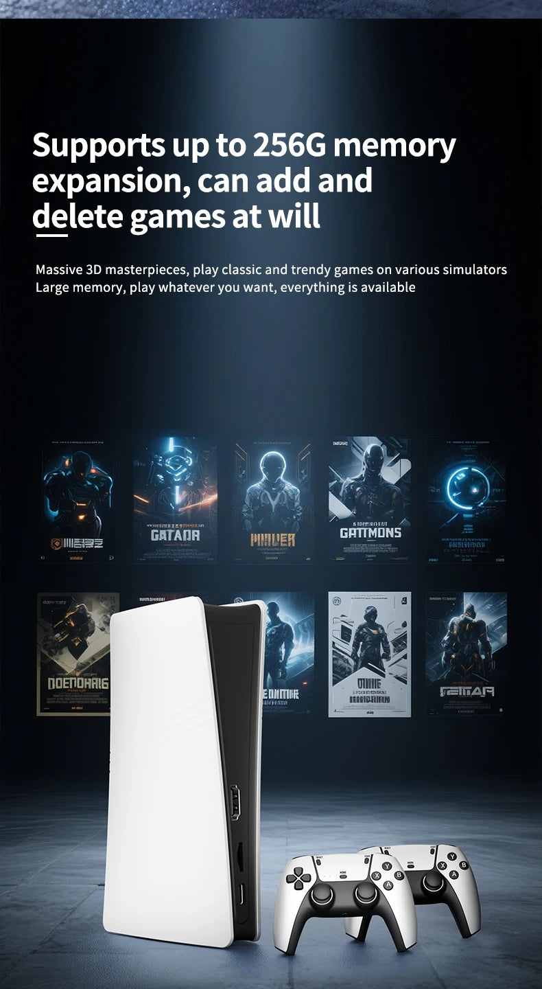 RS5 TV Game Console Dual Stick Wireless Controller Game 40000+128GB Double Joystick 4K Retro Suitable for PC, Android, TV USB