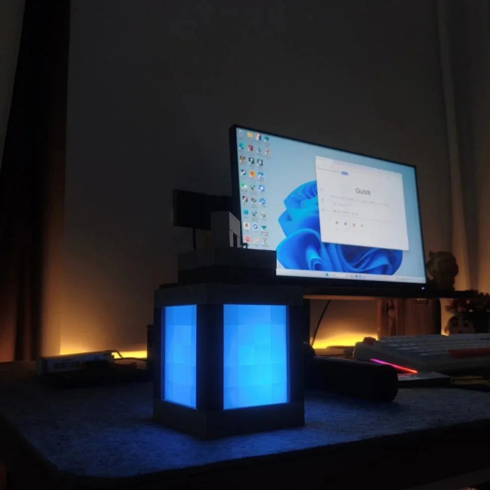 Pixel Style Wall Night Light USB Creative My Worlds Hanging Lantern For Bedroom & Gaming Decor Atmosphere Lamp For Boys Room
