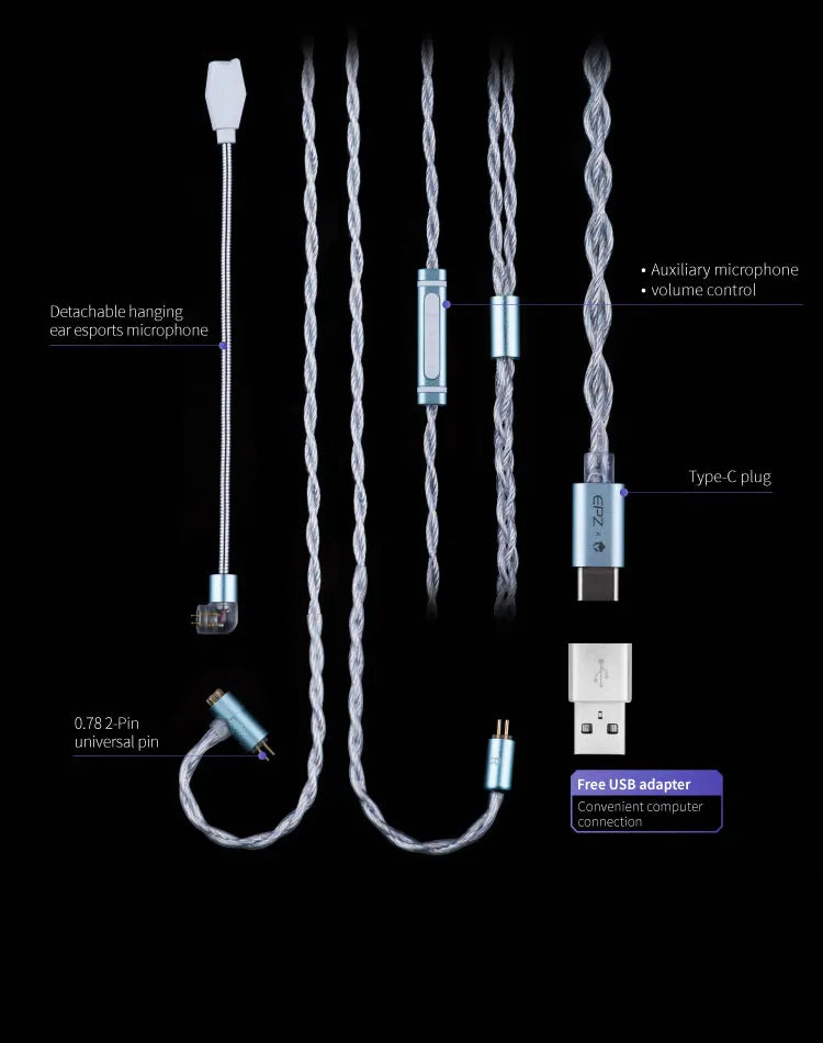 EPZ G30 Wired Earphones HIFI Music IEM In Ear Headphones Gaming Headset  Type-C 1.7MM/3.5MM ENC Noise Cancelling Custom Tuning