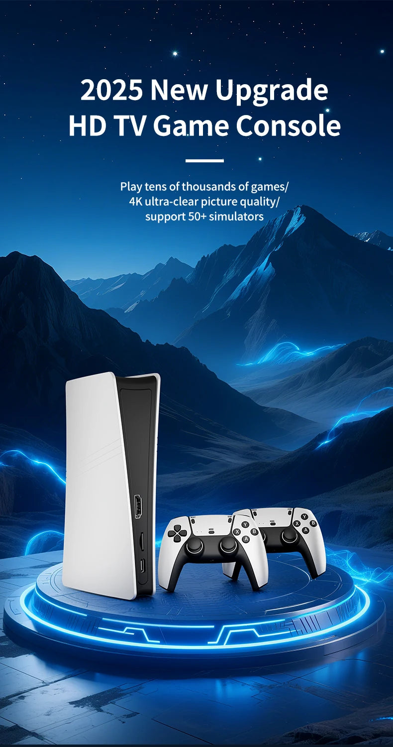 RS5 TV Game Console Dual Stick Wireless Controller Game 40000+128GB Double Joystick 4K Retro Suitable for PC, Android, TV USB