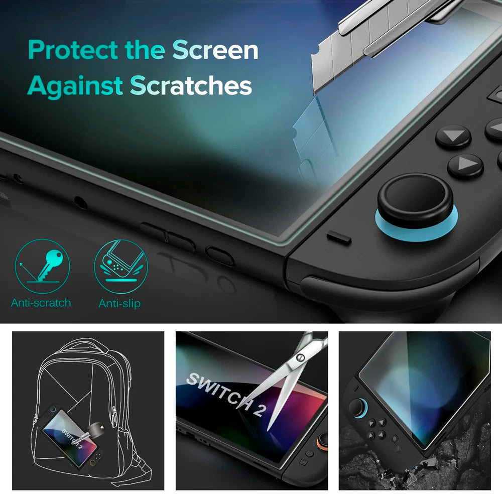 Screen Protector Tempered Glass For Switch Nintendo 2 With Joystick Cap Accessories Protector For Switch Nintendo 2