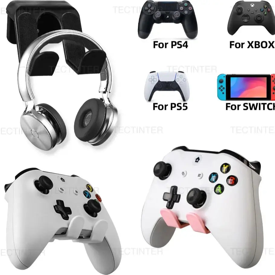 Wall Mount Rack Bracket For Switch Pro/PS5/PS4/Xbox One Game Controller Headphone Headset Stand Hanger Holder Gaming Accessories