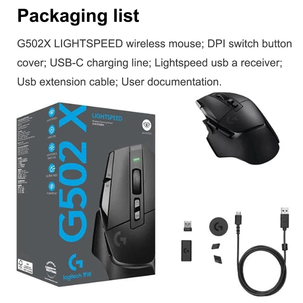 Logitech G502X Wired / LIGHTSPEED Wireless Mouse Advanced New Optical Mechanical Hybrid Microswitch HERO 25K Engine Gaming Mouse