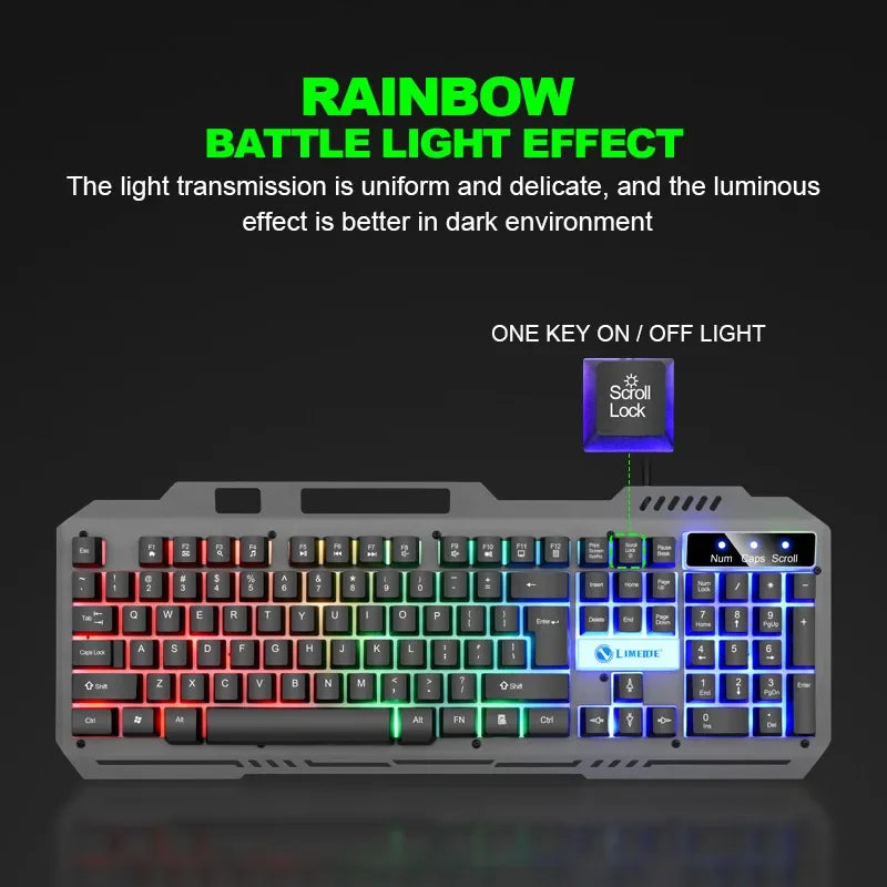Limei T25 Metal Gaming Keyboard Mouse Set Backlit Floating Mechanical Feel USB Computer Peripherals from Mainland China