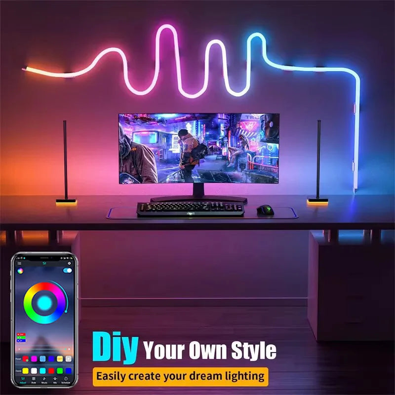 RGBIC Neon LED Strip Lights 1M-5M Flexible Neon Rope Light Bluetooth App Control DIY Neon Strip Light For Home Decor Lighting