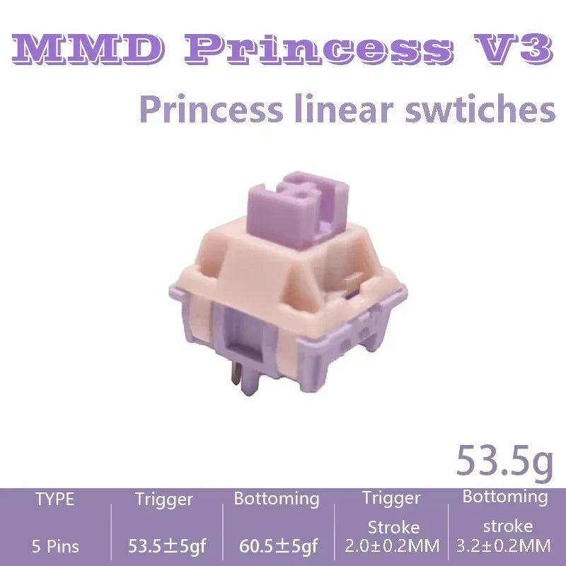MMD Princess Switch V3 V4 Linear Tactile HIFI Sound Hot Swap Kits Switches Mechanical Keyboard Gaming Switches DIY Lubricated