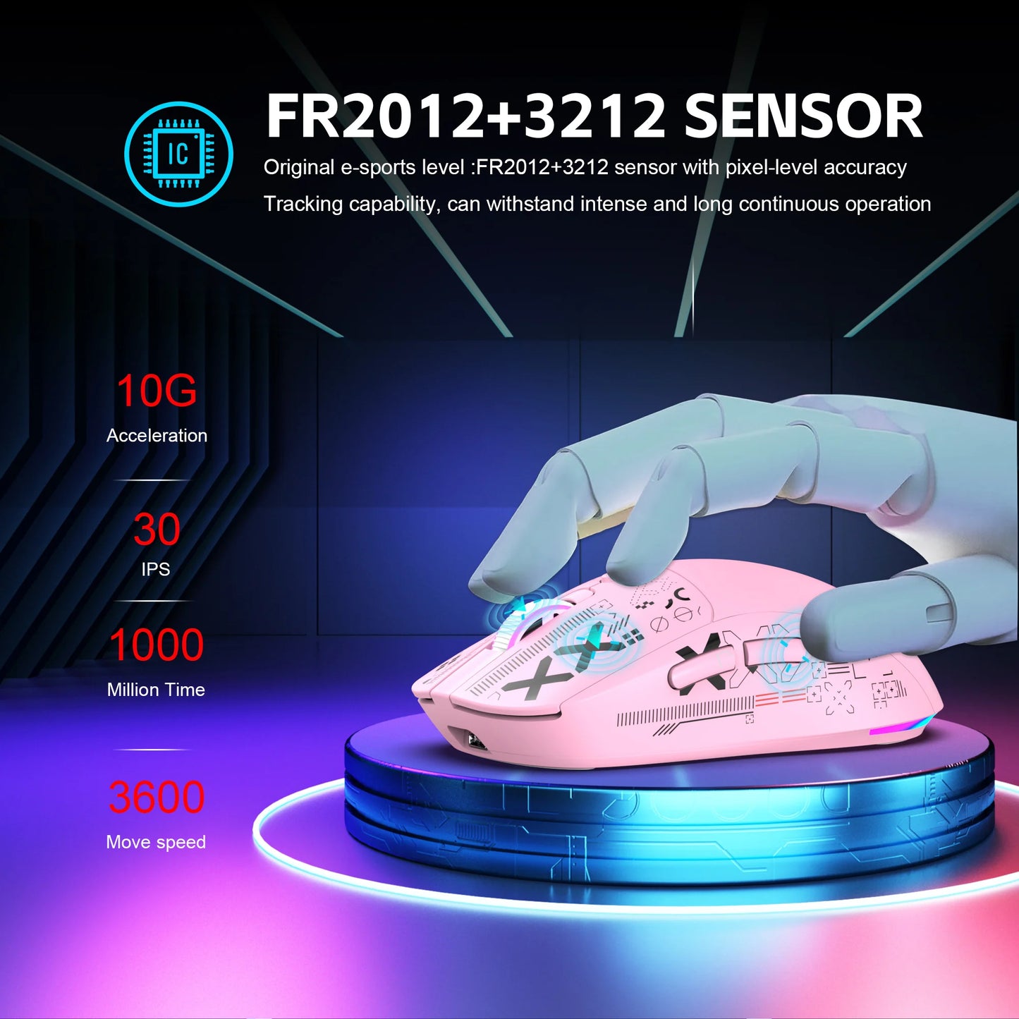 2025 New 3-Mode Wireless Gaming Mouse RGB Macro Ergonomic, 6 Programmable Buttons, Silent Click, Pink for PC/Laptop
