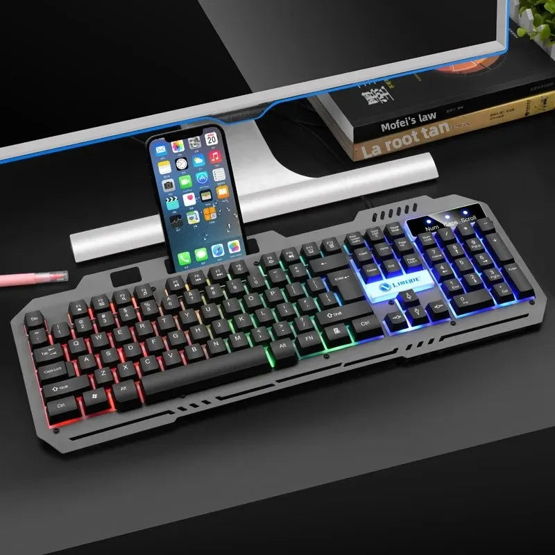 Limei T25 Metal Gaming Keyboard Mouse Set Backlit Floating Mechanical Feel USB Computer Peripherals from Mainland China