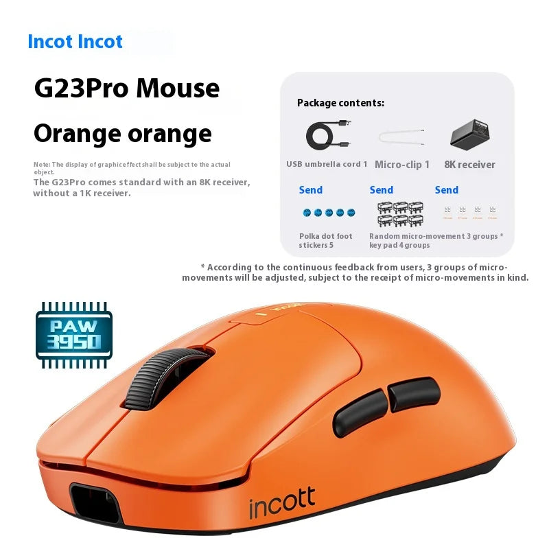 Incott G23 Pro Mouse G23 V2 Wireless Mouse 8K Incott G24 Hot Swap PAW3395 Sensor Gaming Mice Ergonomics Pc Gamer Custom Gift