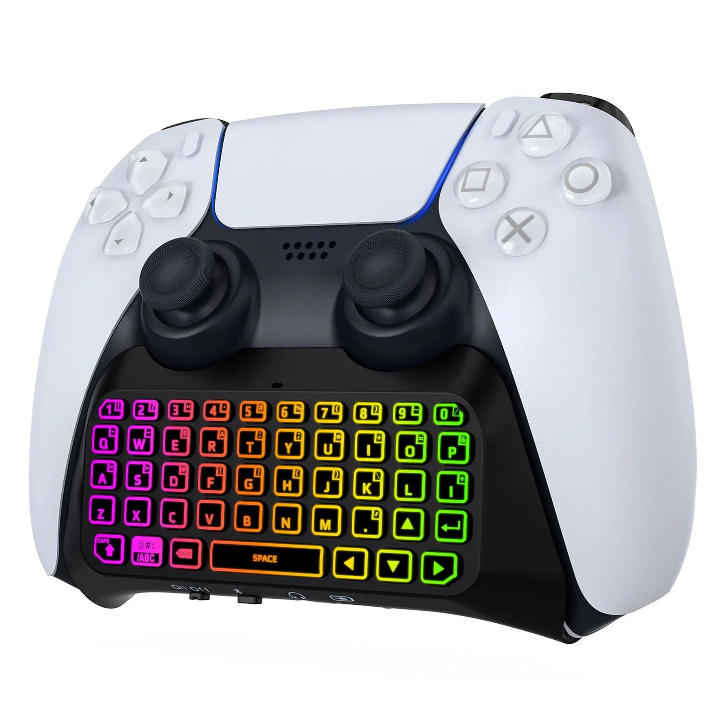 RGB Backlight Keyboard for PS5 Controller,Bluetooth Wireless Mini Gamepad Chatpad for Playstation 5 with Upgraded Speaker