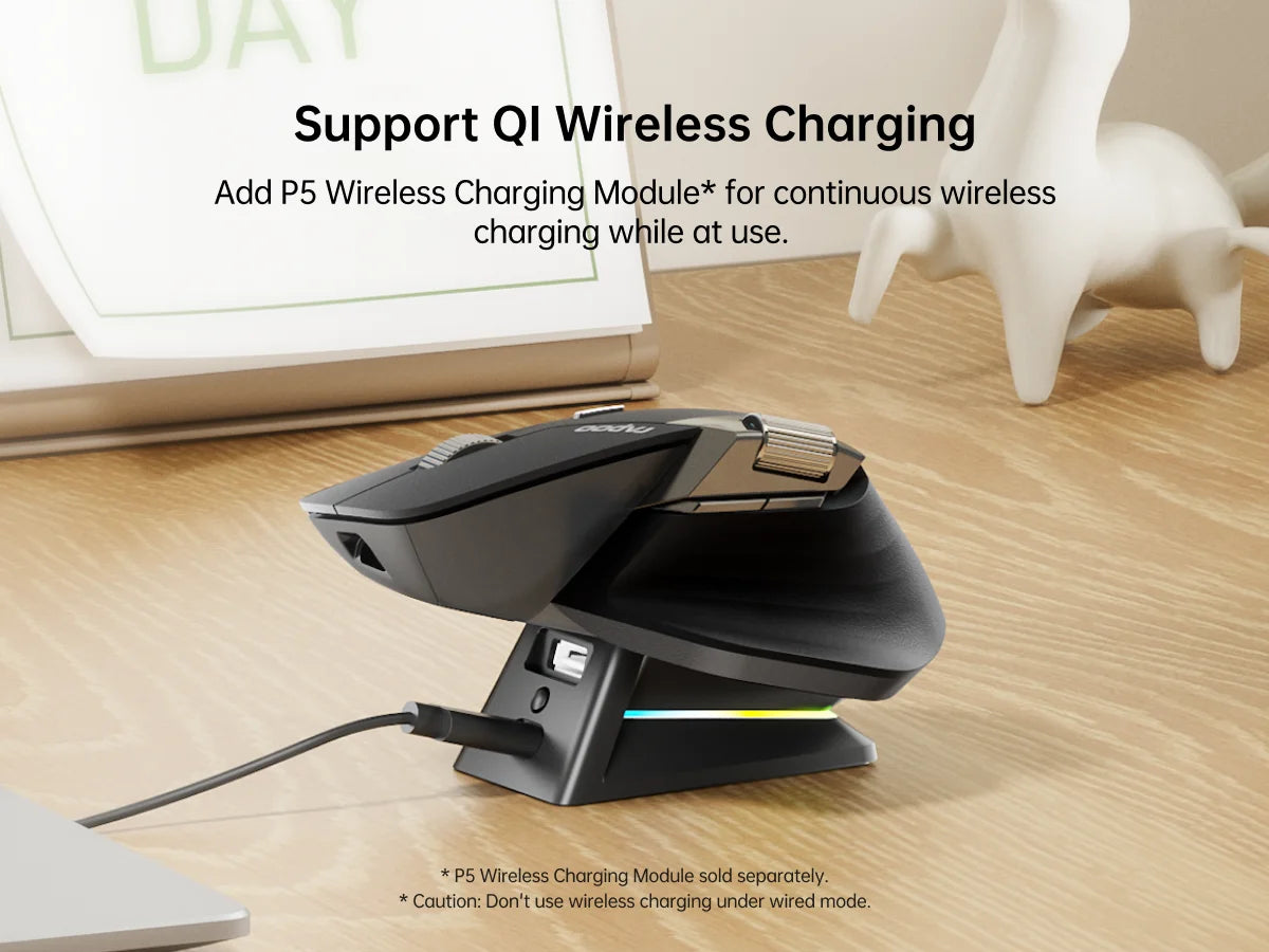 Rapoo MT760PRO Wireless Mouse NearLink + Bluetooth 5.0 Multi-Device 12000 DPI 2K Polling Rate Ergo for Work Gaming Quiet Clicks