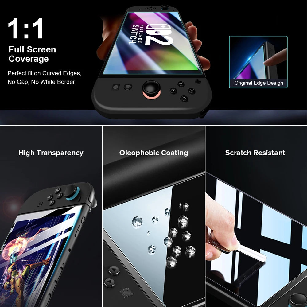 Screen Protector Tempered Glass For Switch Nintendo 2 With Joystick Cap Accessories Protector For Switch Nintendo 2