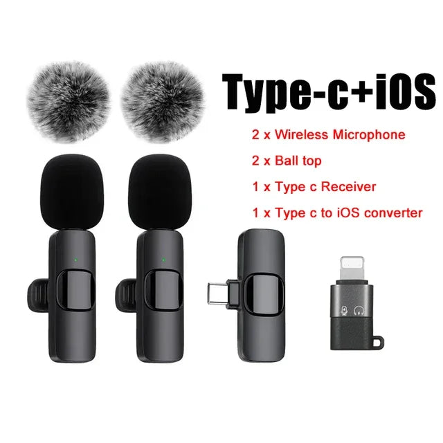 Lavalier Microphone 2.4G Wireless Portable Audio Video Recording Mini Mic for iPhone Android Live Broadcast Gaming Phone